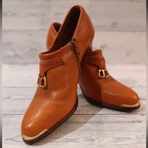 Vintage 1970's Leather Old Maine Trotters Wooden Heel Womens 6.5 AA